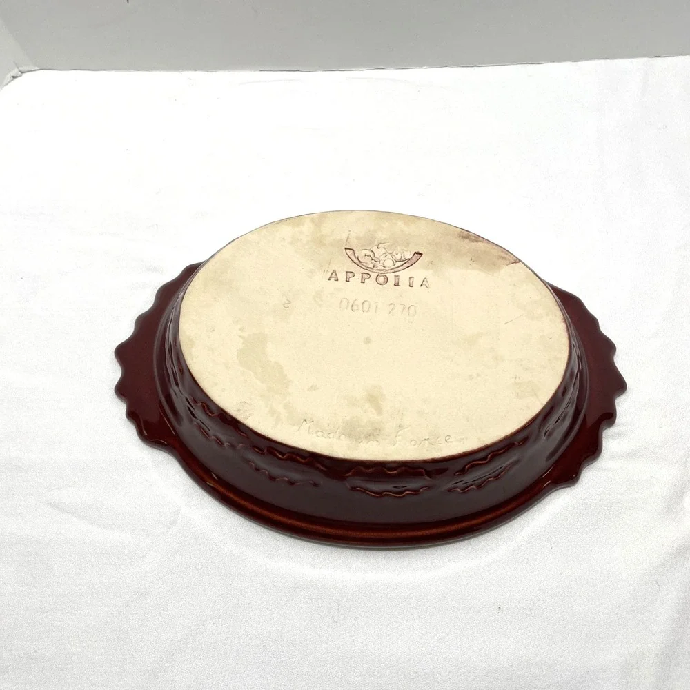 Appolia Red Ceramic Leaf Oval Casserole‎ Bake Oven Dish Stoneware France